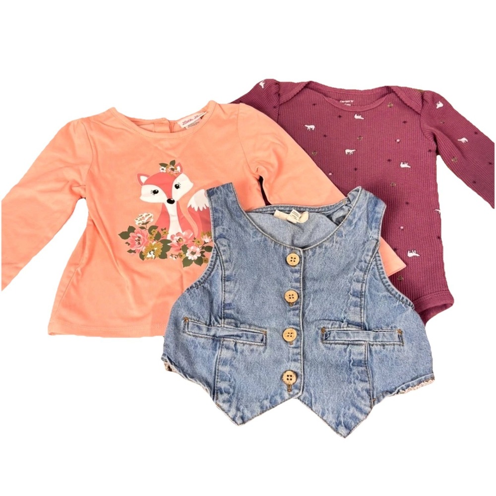 Jessica Simpson Little Lass Carters Toddler Girls 18m 2T Tops Denim Vest Lot